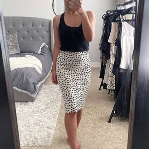 Elegant Black and White Polka Dot Pencil Skirt